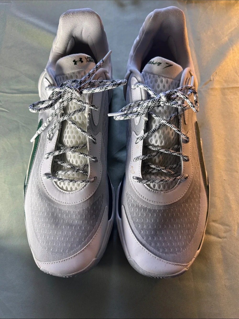 Under Armour White and Green Men's Athletic Sneakers